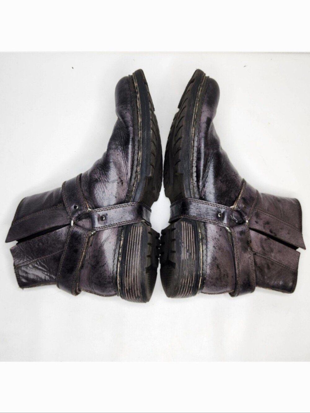 BED STU Harness Boots Mens 11 Ankle Moto Biker Distressed Leather Slip On Goth - Picture 8 of 12